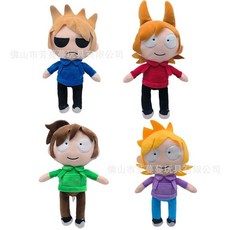 eddsworld 英國動漫毛絨玩具娃娃，可愛玩偶男孩款，跨境臺灣出貨, 綠色，30cm×1個