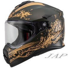 SOL SS-2P 織田信長 消光綠/金 越野帽 全罩式安全帽 雙D扣, 1個, 消光綠/金 XL