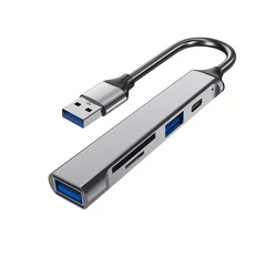 5-in-1 USB-C SD 카드 리더기 2.0 타입-C 데이터 TF 확장기 고속 전송 플러그 앤 플레이, 02 gray-1pcs