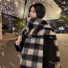 2025新款高級感圍巾 韓版氛圍感圍脖 格子保暖圍巾 秋冬季圍巾女 虞書欣衕款圍脖 保暖圍巾 披肩圍巾