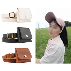 (2종세트)여성 골프 힙색벨트+썬캡 골프모자 볼파우치 썬바이저 골프공주머니, 힙색벨트 블랙+썬캡 화이트, 1개