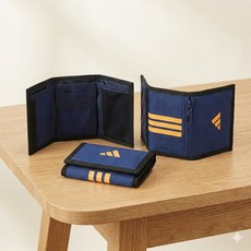 아디다스 지갑 파워월렛 PWT 반지갑 동전 지폐 수납 교통 카드 명함 찍찍이 천지갑 남학생 성인, 1개, 네이비