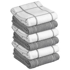 테팔 솔리드 & 체크 무늬 쪽모이 세공 키친 타월: 흡수성이 뛰어나고 매우 부드럽고 오래 지속됨 - 100% 면 40.6cm x 66cm(16 x 26인치) 접시 팬 유리, 테팔 솔리드 & 체크 무늬 쪽모이 세공 키친 타월: 흡