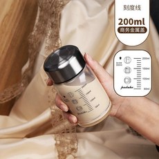 paduhe 兒童玻璃刻度牛奶杯 耐高溫可微波早餐杯, 1個, 不鏽鋼蓋+濾網,300ML-刻度線200ML, 300ml