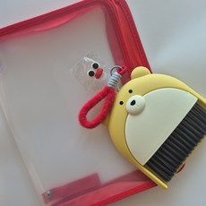 (선물가능)메쉬 파우치 문구포함 연필 지우개 형광스틱, 1개, 레드