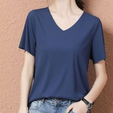 여자 베이직 브이넥 여성 티셔츠 올데이 기본 반팔 골 mer1+8cEL