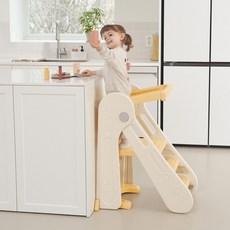 베네베네 유아 아기 2단 3단 리틀 셰프 키친 헬퍼 계단 러닝 타워 안전 가드 디딤대, 옐로우, 1개