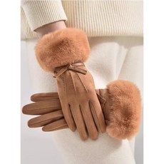 手套 保暖 時尚手套女生秋冬天車騎車防風保暖可觸屏冬天仿兔毛加絨騎行防寒手套 1227 W3XJ, 焦糖色