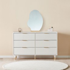 샤이니 템바보드 1200 와이드 서랍 화장대 거울포함 2colors, 1200와이드 6단+거울포함, 화이트