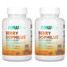 NOW Foods Berry Dophilus 어린이용 20억 CFU 츄어블 120개 x 2, 120정, 2개