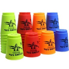 매직플라잉 컵쌓기12p 컵스텍 스타킹 컵쌓기 판촉물, 연두, 연두