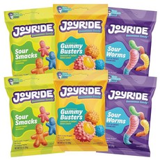 조이라이드 버라이어티 6팩 젤리 버스터 사워 스맥 웜 저칼로리 저설탕 프리 (6개 품목), JOYRIDE Innovation 버라이어티 6팩 -, 99g