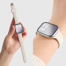 밴드톡 애플워치 호환 슬림 스포츠 실리콘 스트랩 11 10 9 8 7 6 5 3 42mm 41mm 40mm 38mm 49mm 46mm 45mm 44mm 울트라2/3 SE2/3 밴드, 스타라이트 스타라이트