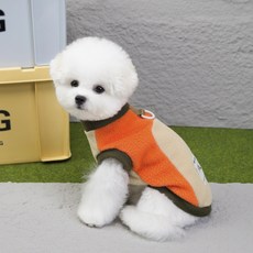 루비바 마운틴 가을겨울용 강아지 플리스 배색 디자인 방한복 하네스, 1개, 오렌지