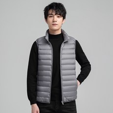 輕薄可收納羽絨背心 拉鏈口袋保暖無袖坎肩 男生百搭休閒防風外套
