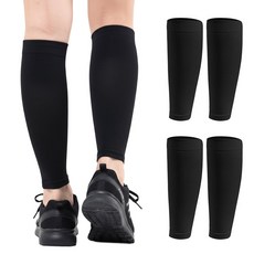 1+1 엘마운틴 컴프레션 스포츠 종아리 보호대 카프슬리브, 블랙+블랙, 1개