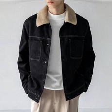 POMTOR 겨울 남성용 스웨이드 자켓 기모 도톰 카고 코트