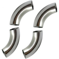 OD 1인치 90도 스테인리스 강 벤드 튜브 배기 엘보 파이프 차량 개조 시스템 배관 은색 톤 계단 난간 4개, 1”