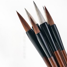 문항명필 서예 캘리그리피 동양화 입문용 족제비모 낭호필 크기별 색상별 전통 붓 세트, 브라운3종, 1세트