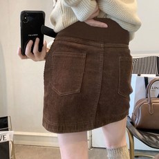 임산부 겨울 스커트 편안한 코듀로이 스커트 임부 a라인 골덴 미니 치마 JS