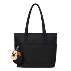 여성 노트북 가방 충격보호 심플 패션 통근 대용량 숄더백 서류가방, 블랙