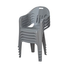 공룡플라스틱 웰빙의자 편의점 간이 야외 행사용 등받이 팔걸이 5개, 웰빙의자 회색