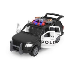 Driven by Battat 마이크로 트랙터 조명 사운드 탈착식 트레일러 농장 장난감 3세 이상 아동용 2피스 249786, Police Suv
