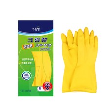 크린랲 면코팅 고무장갑 중, 노랑, 중(M), 3개