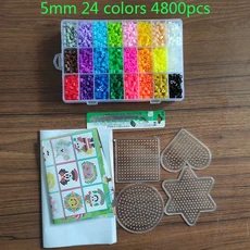 72/48 색상 세트 하마 비즈 장난감 2./5mm perler 교육 어린이 3D 퍼즐 diy pegboard 다림질 종이, 10 4800PCS