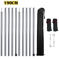 캠핑 텐트 타프 폴 2개 세트 캐노피 어닝 쉘터 백패킹 하이킹 텔레스코픽 조절식 텐트 선쉐이드 지지대, 03 190CM Sliver kits