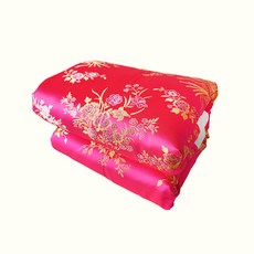 혼수용이불 가장자리 핑크 항저우 실크 새틴 결혼식 복고풍 스타일의 용과 피닉스 싱글, [05] [빈그린] 모란꽃+화이트 면안감,사면지퍼이불커, [01] 150x200cm