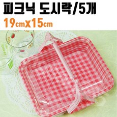 예쁜일회용도시락 5p 용기 19x15 1회용 도시락 피크닉 ykm*9898WE, 상세 설명 참조, 1개