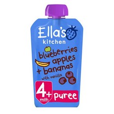 Ellas Kitchen 엘라스 키친 오가닉 블루베리 사과 바나나 바닐라 퓨레 파우치 4개월 이상 120g 6팩