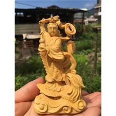 木雕神像擺件, 黃楊木木雕九天玄女木雕神像騎鳳踏鳳九天玄女娘娘聖母擺件
