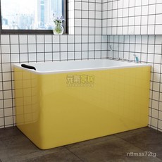 小戶型黃紅黑白小浴缸家用成人深坐式迷你日式亞克力單人大人簡約 浴缸 浴桶 泡澡桶 小戶型衛生間浴缸 泡澡桶 泡澡缸, 1個, 白色空缸右裙無座,1米