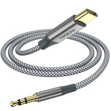 USB C to 3.5mm 오디오 Aux 잭 케이블 Type 헤드폰 카 스테레오 코드 (iPhone 15 Pro Max Plus Samsung Galaxy S21~24 No, 3.3ft, Grey