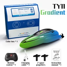 RC 레이싱 스피드보트 미니 리모컨 전기 무선 조종 선박 더블 모터 방수 장난감 어린이 2.4G, 09 Green