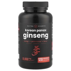 NutraChamps 한국산 인삼 1065mg 베지 캡슐 120정(캡슐당 532.5mg), NutraChamps한국산인삼1065mg베지캡슐120정, 1개, 120정