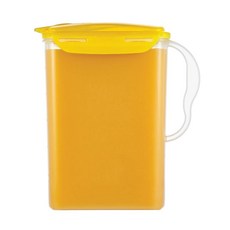 LocknLock 손잡이가 달린 아쿠아 냉장고 도어 물통 BPA 프리 플라스틱 피처 플립 탑 뚜껑 포함 차와 주스를 만들기에 적합 1.8L(2쿼트) 아이보리, 96 Ounces, 옐로우, 1