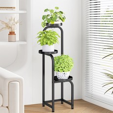 YF 철제 화분정리대 다층 화분대 진열대 선반 화분 거치대 다용도 스탠드 식물 받침대, 3단, 블랙