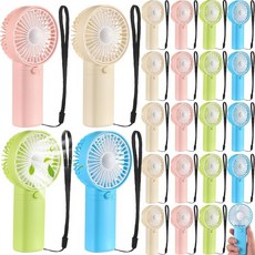 Woanger 24팩 미니 휴대용 선풍기 벌크 로프 걸이형 속눈썹 결혼 여행 메이크업 캠핑 하이킹 독립형 화이트 박스베이지 핑크 블루 그린, White, 60