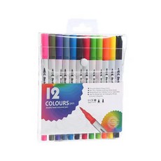 雙頭畫筆套裝 繪畫塗鴉標記筆 藝術用品, 1個, 12 color