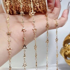 0.5/1/2M 고색상 유지성 중공 별 모양 금속 체인 심플하고 다용도 DIY 태슬 목걸이 장식 액세서리, 02 KC gold color, 01 0.5meter