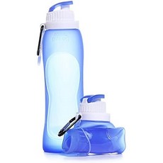 오마나 500ml 접이식 물병 BPA 프리 실리콘 휴대용 누수 방지 야외 사이클링 스쿨 여행 체육관 하이킹 스포츠용 클리어, Blue