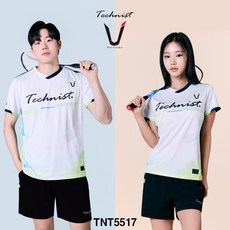 테크니스트 배드민턴 티셔츠 반팔 상의 화이트 라임 TNT5517 남성 여성 민턴복