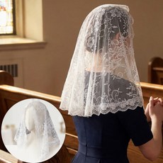 뮤젠트 천주교 성당 자수 레이스 미사포, 1개, 화이트