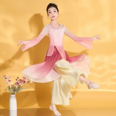 DIU 兒童古典舞演出服女少兒飄逸紗衣古風女童漢服中國舞練功舞蹈服裝