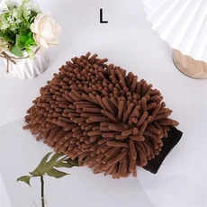 세차용 장갑 셔닐 플러시 두꺼운 양면 자동차 용품 청소 도구 액세서리 디테일링, 03 Brown L