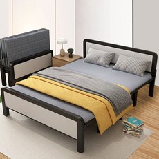 침대 휴대용 접이식 침대 원터치 1인용침대, 블랙