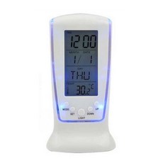 에코럭키 LED 라이트 멜로디 알람시계 탁상시계 달력 온도계 타이머 무소음 건전지식 시계, LED라이트 멜로디알람시계